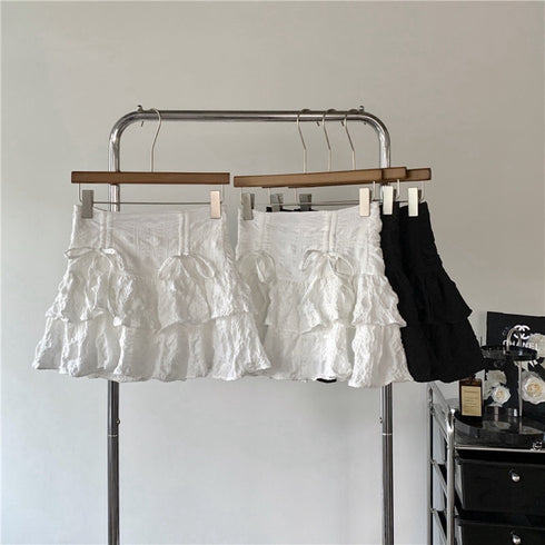 Ruched Up Layered Mini Skirts